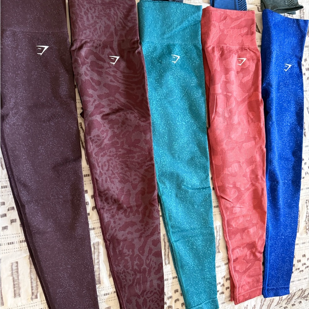 Gymshark Leggings Set - Burgundy, Teal, Coral, Blue